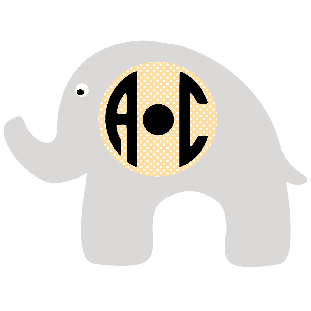 Elephant Monogram With 2 Initials