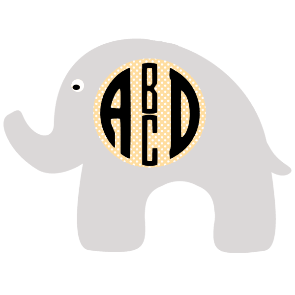 Elephant Monogram With 4 Initials