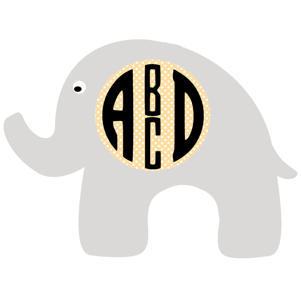 Elephant Monogram With 4 Initials