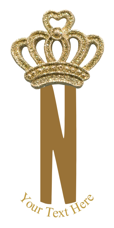 Gold Crown - 1 Letter Monogram - N