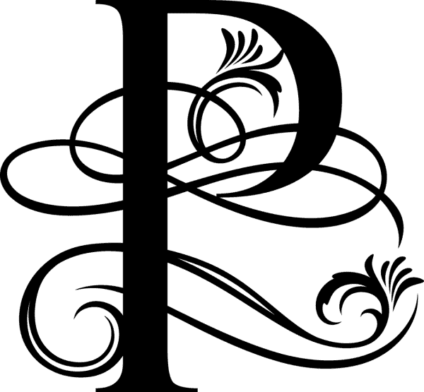 Black Ornate Letter - P