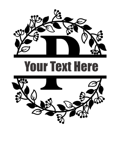 Split Letter With Round Frame - P