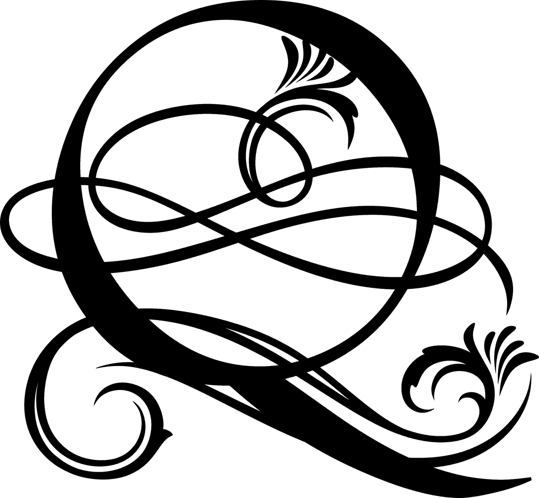 Black Ornate Letter - Q
