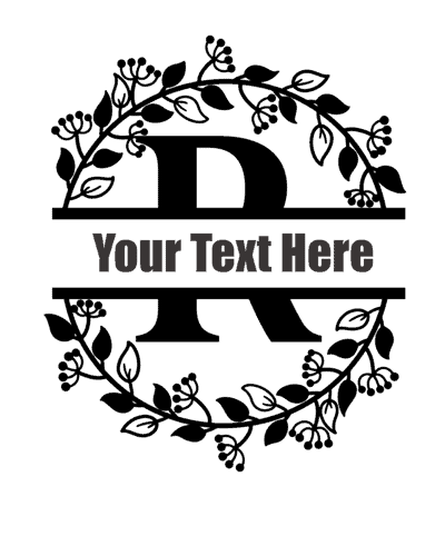 Split Letter With Round Frame - R