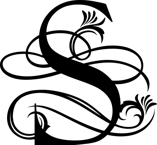 Black Ornate Letter - S