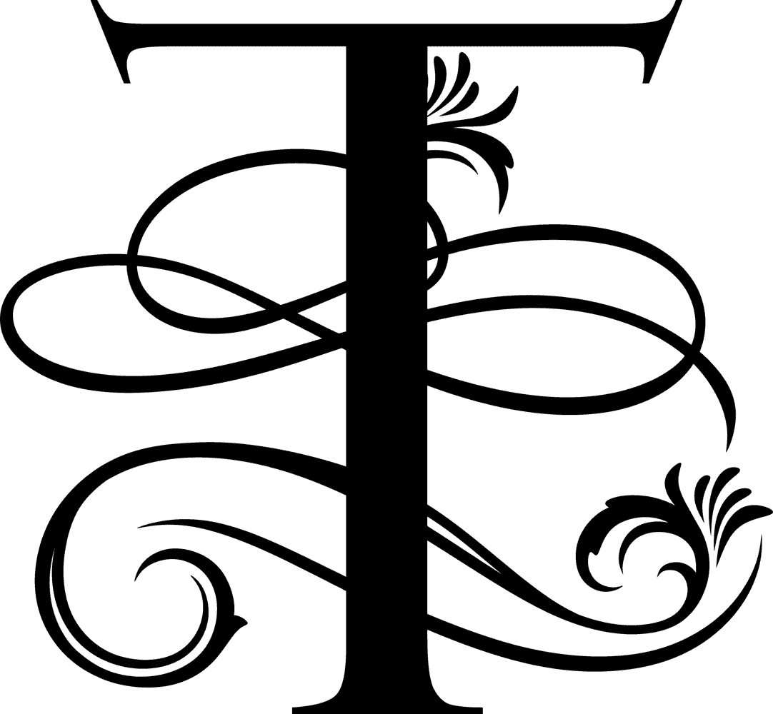 Black Ornate Letter - T