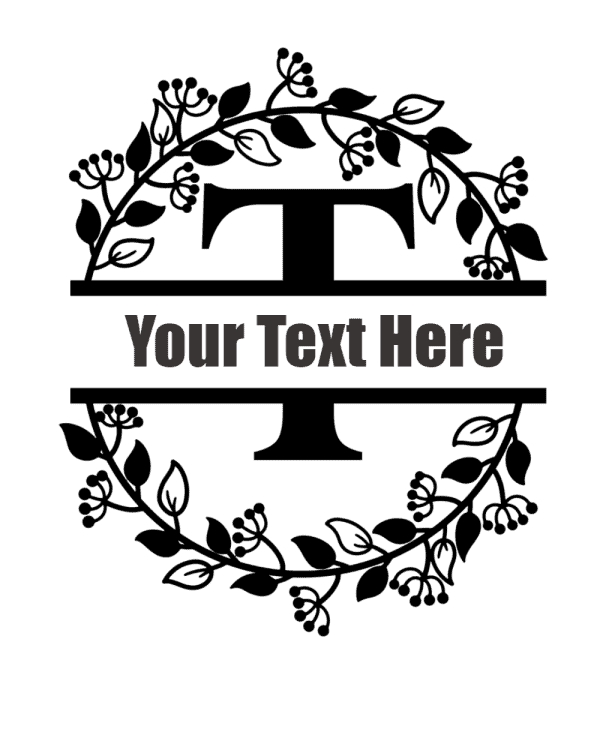 Split Letter With Round Frame - T
