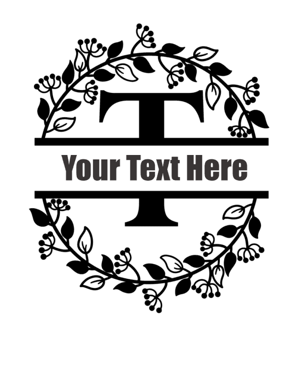 Split Letter With Round Frame - T