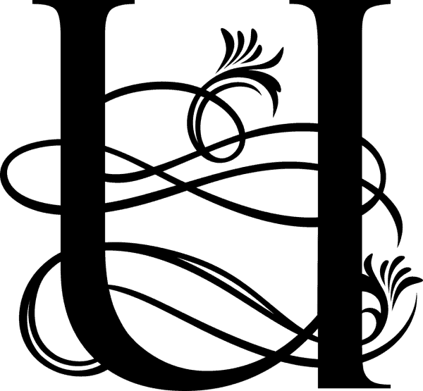 Black Ornate Letter - U