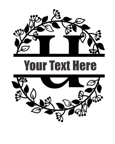 Split Letter With Round Frame - U