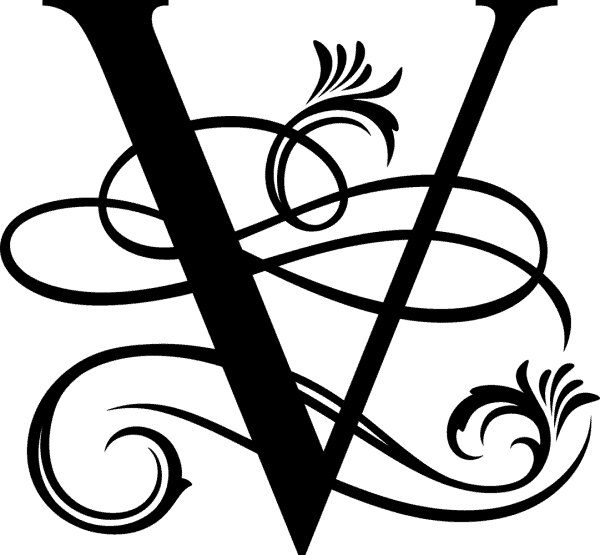 Black Ornate Letter - V