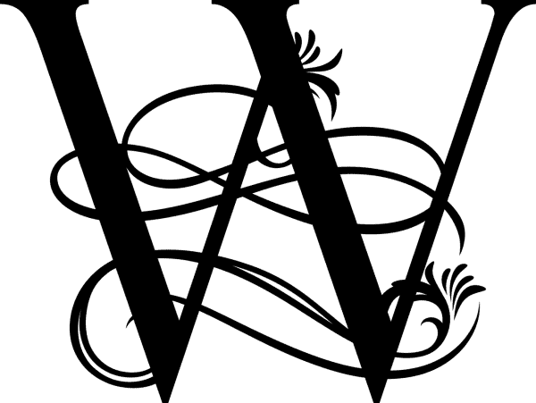 Black Ornate Letter - W