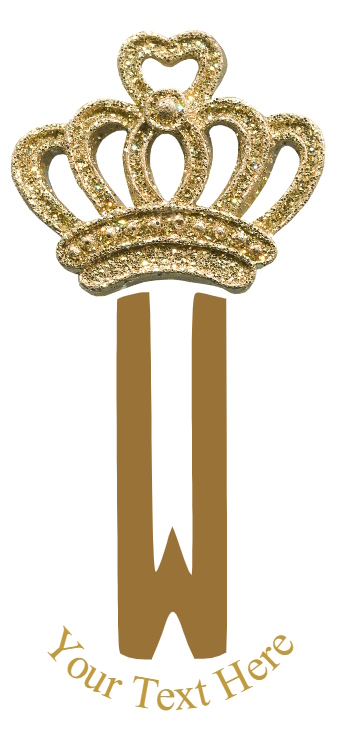 Gold Crown - 1 Letter Monogram - W