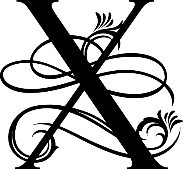 Black Ornate Letter - X