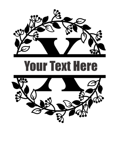 Split Letter With Round Frame - X
