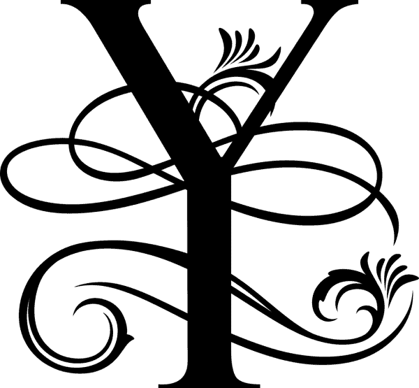 Black Ornate Letter - Y