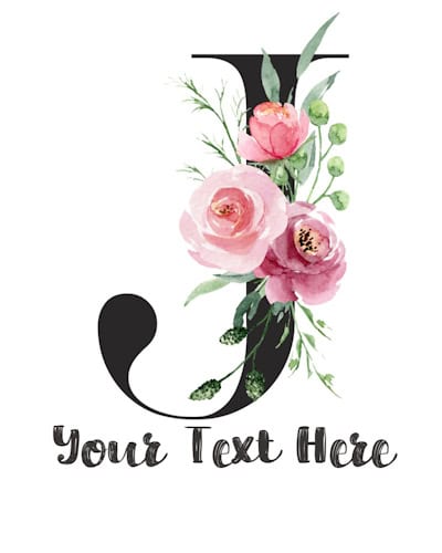 Pink Floral Letter - J