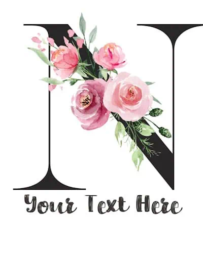 Pink Floral Letter - N