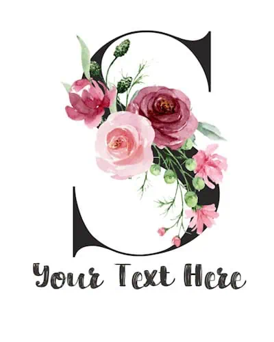 Pink Floral Letter - S