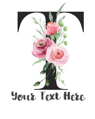Pink Floral Letter - T