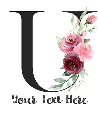 Pink Floral Letter - U
