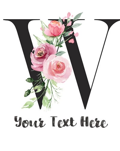 Pink Floral Letter - W