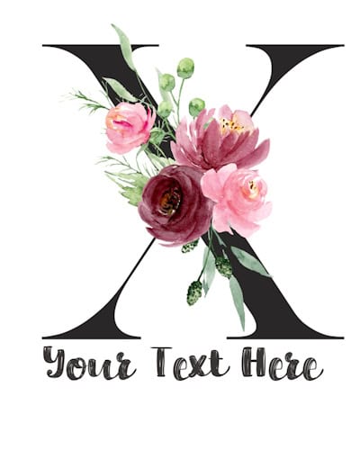 Pink Floral Letter - X