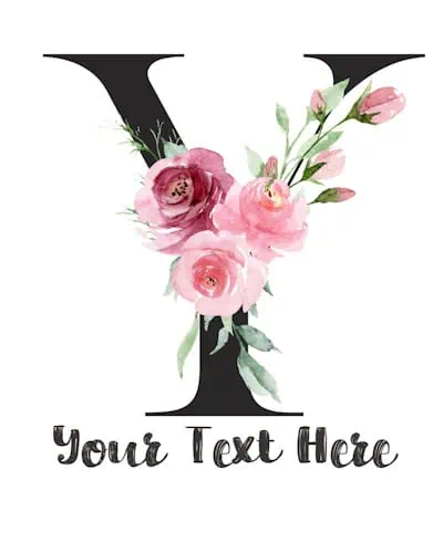 Pink Floral Letter - Y