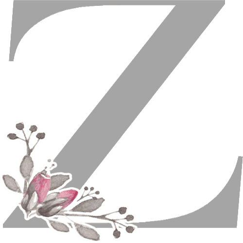 Gray Letters With 3 Small Flowers - Z