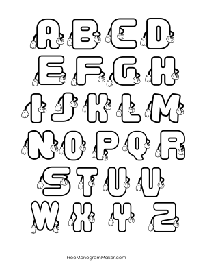 Cute hands on bubble letters