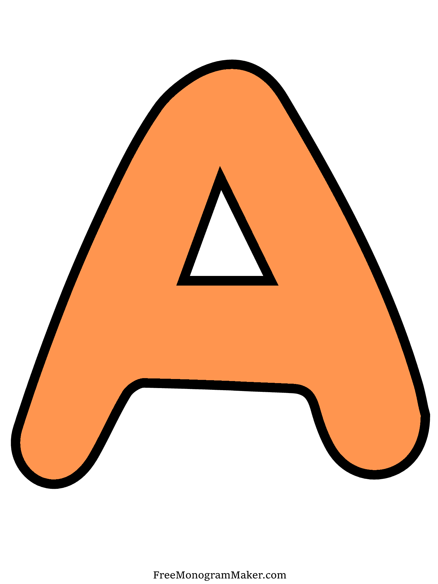 Bubble Letter - A - Orange