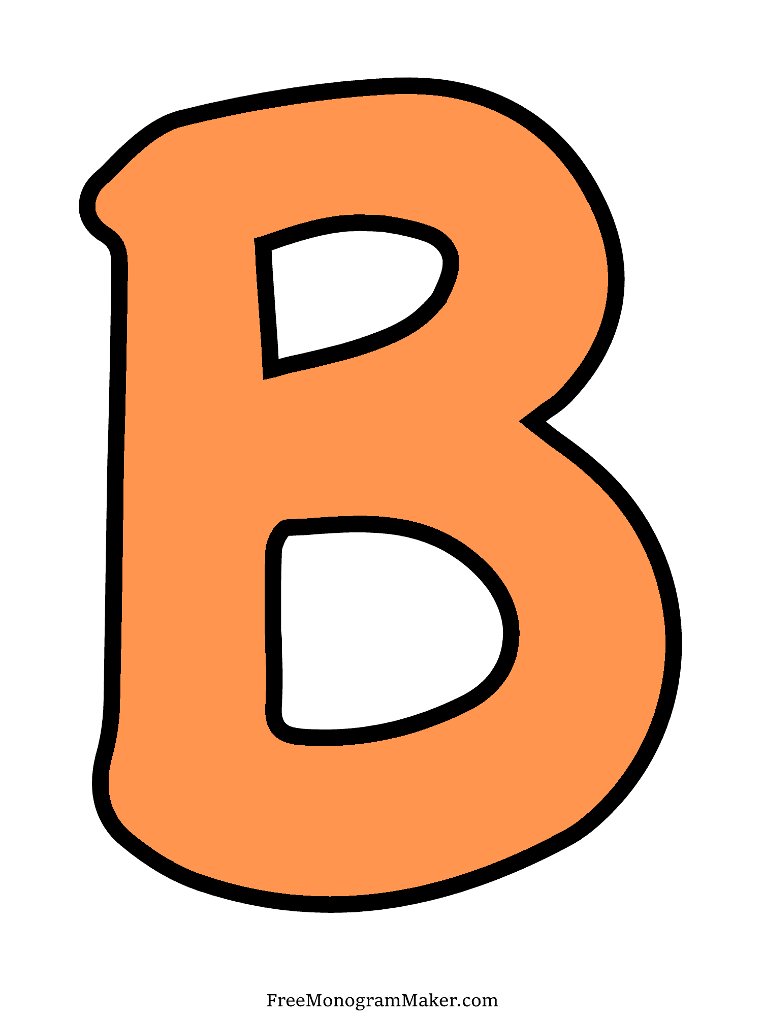 Bubble Letter - B - Orange