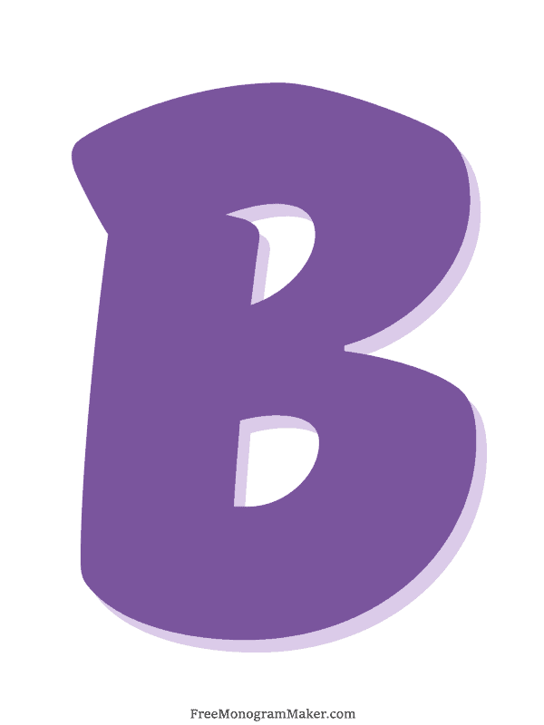Bubble Letter - B - Purple
