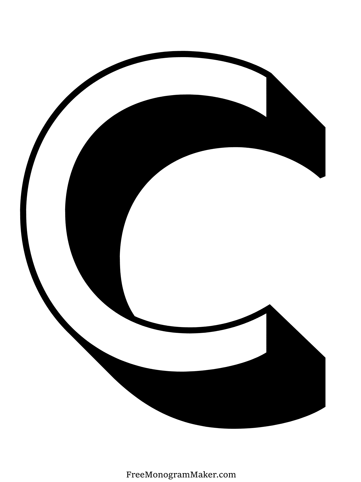 Bubble Letter - C - Black Shadow