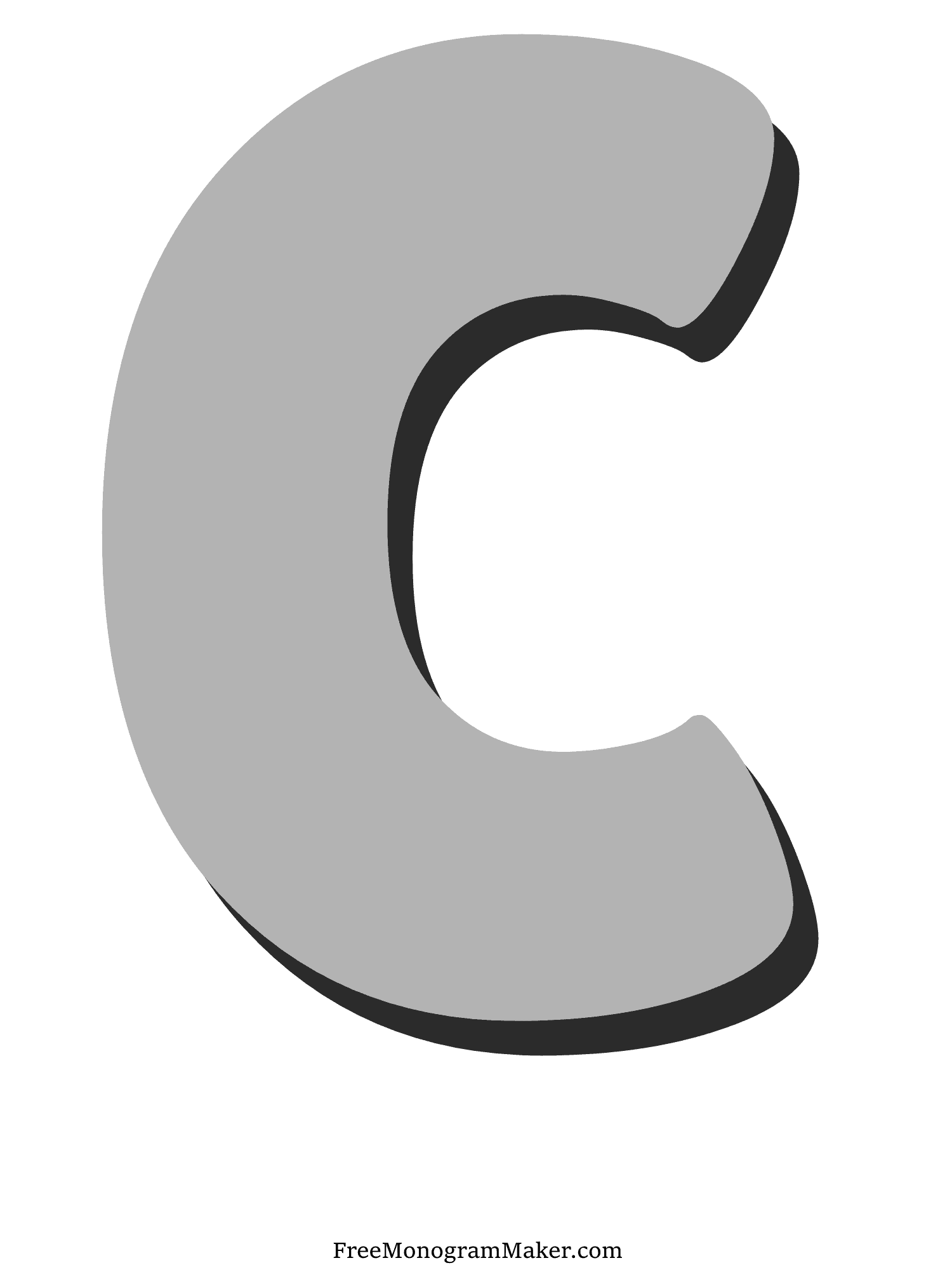 Bubble Letter - C - Gray Shadow