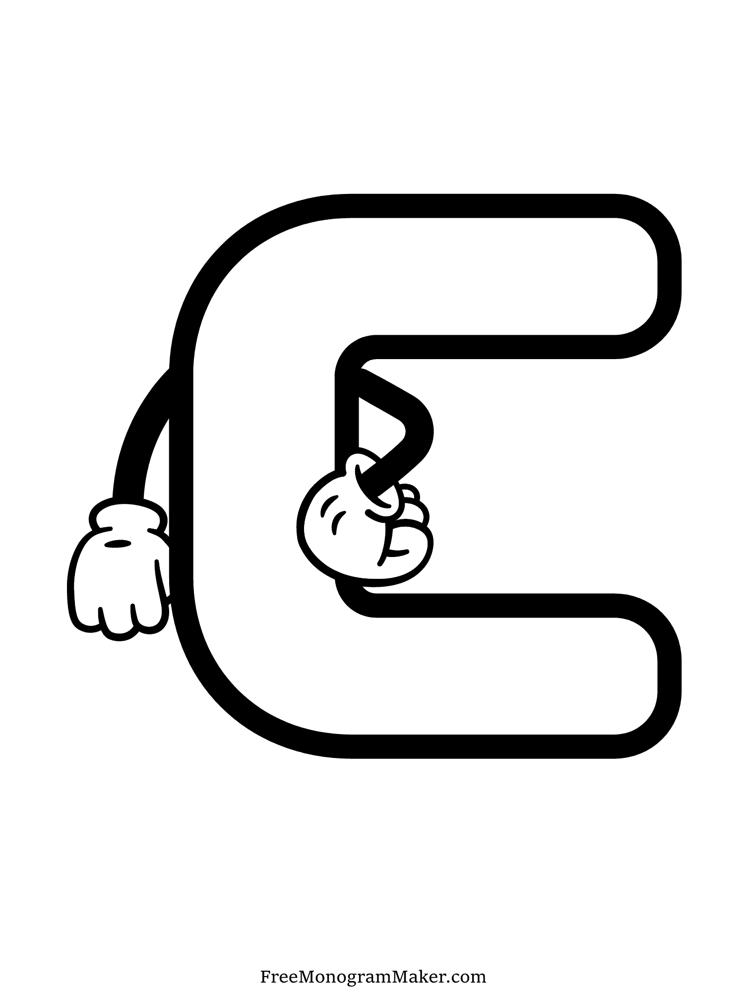 Bubble Letter - C - Hands