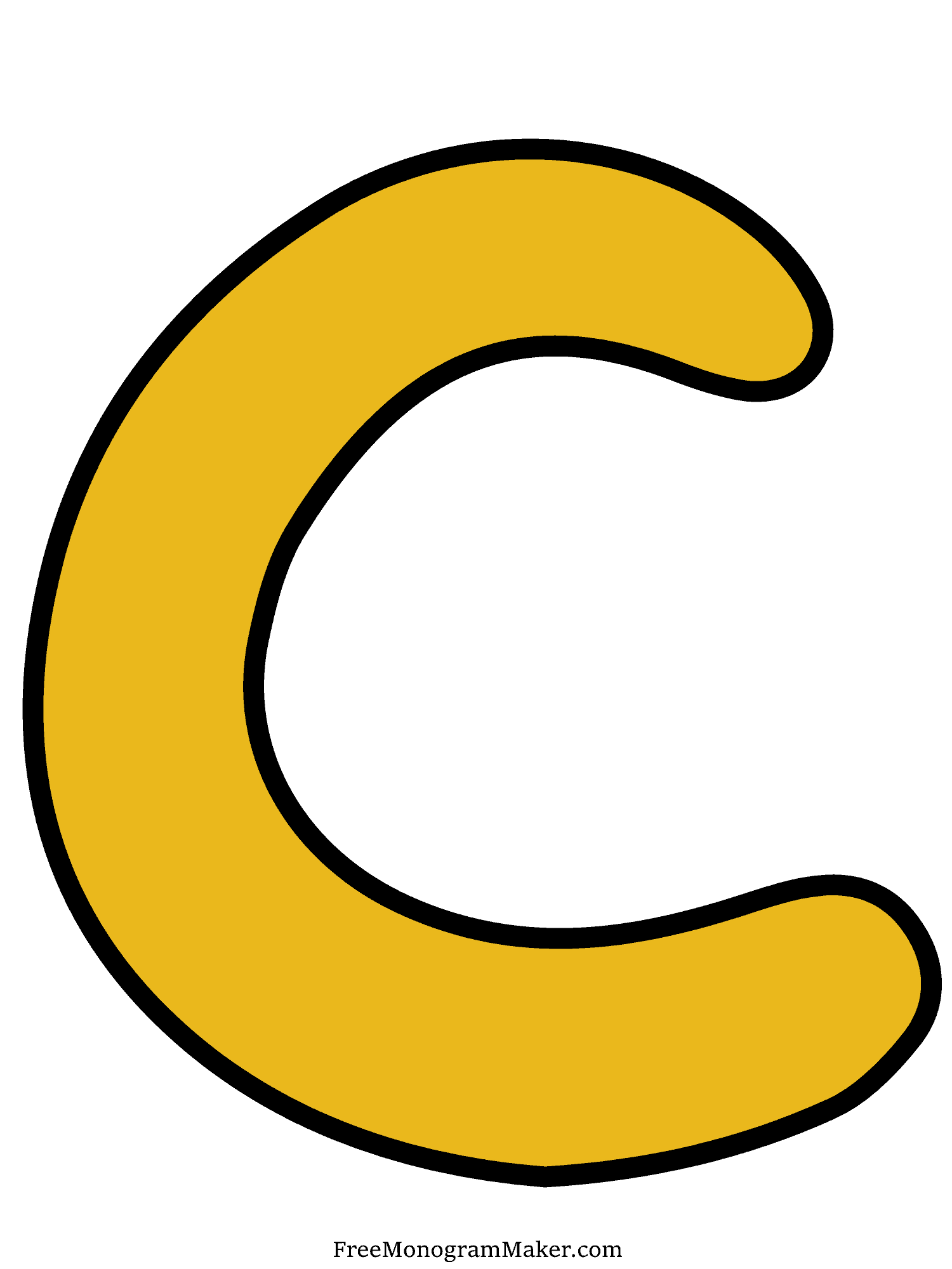 Bubble Letter - C - Yellow