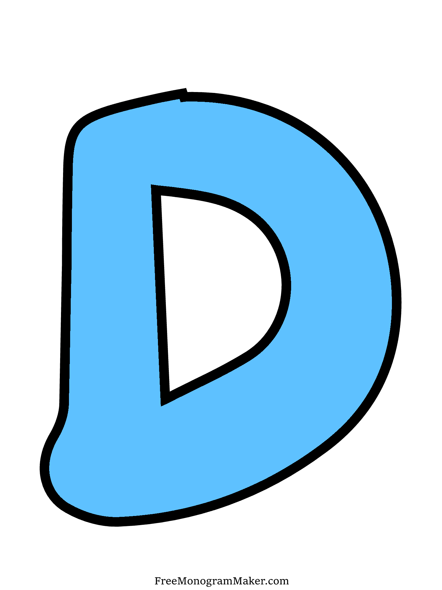 Bubble Letter - D - Blue