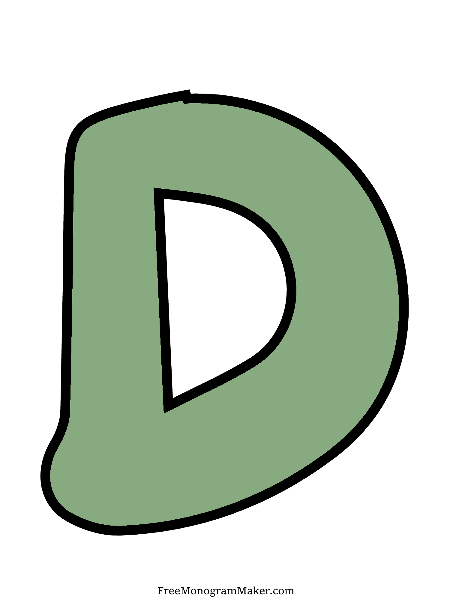 Bubble Letter - D - Green