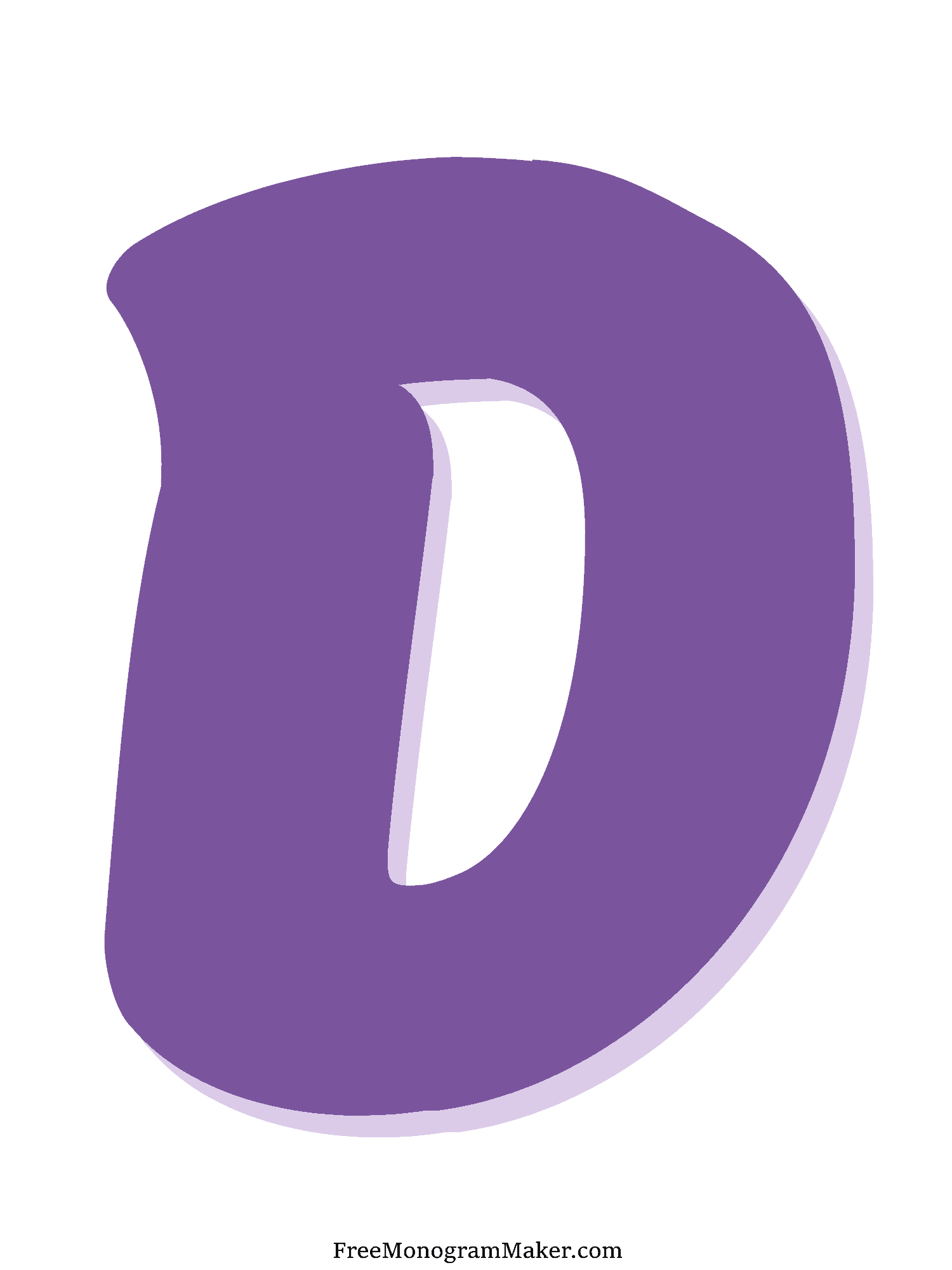 Bubble Letter - D - Purple