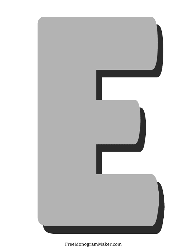 Bubble Letter - E - Gray Shadow