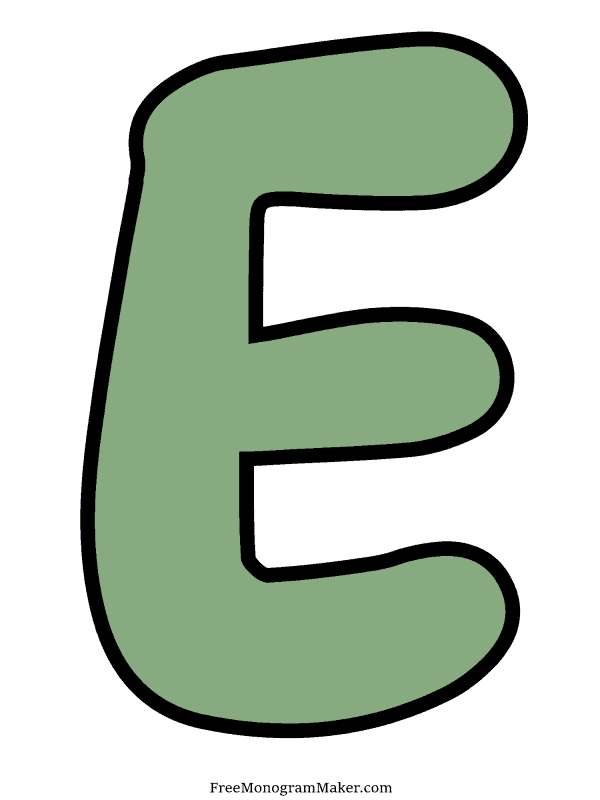 Bubble Letter - E - Green