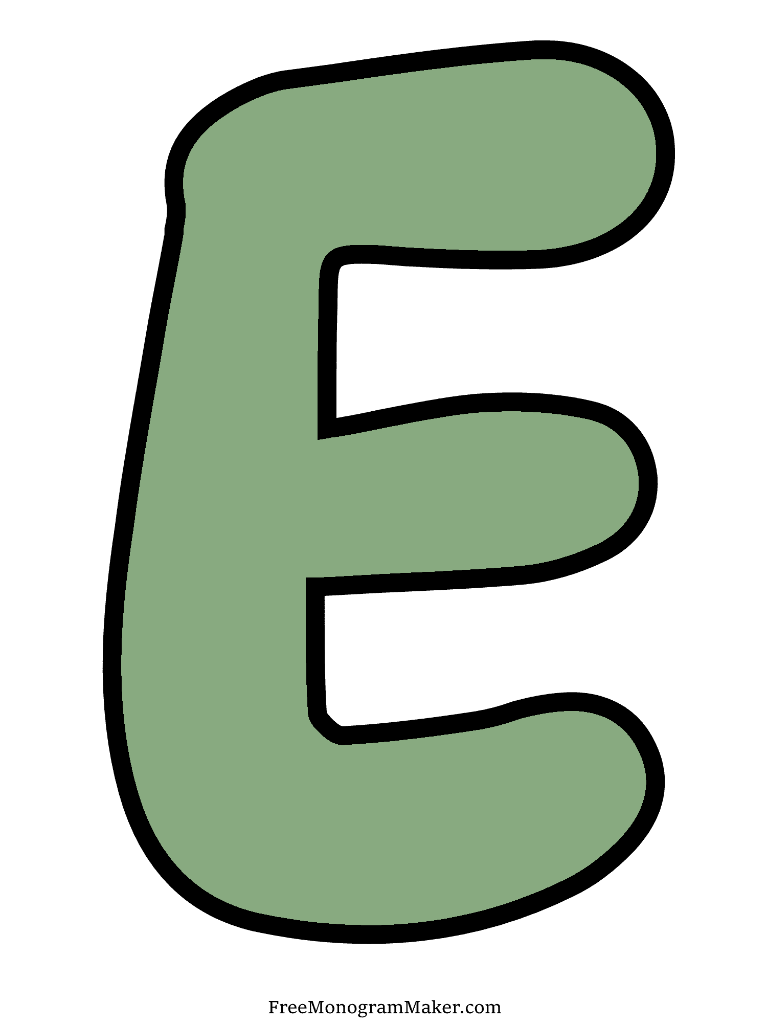 Bubble Letter - E - Green