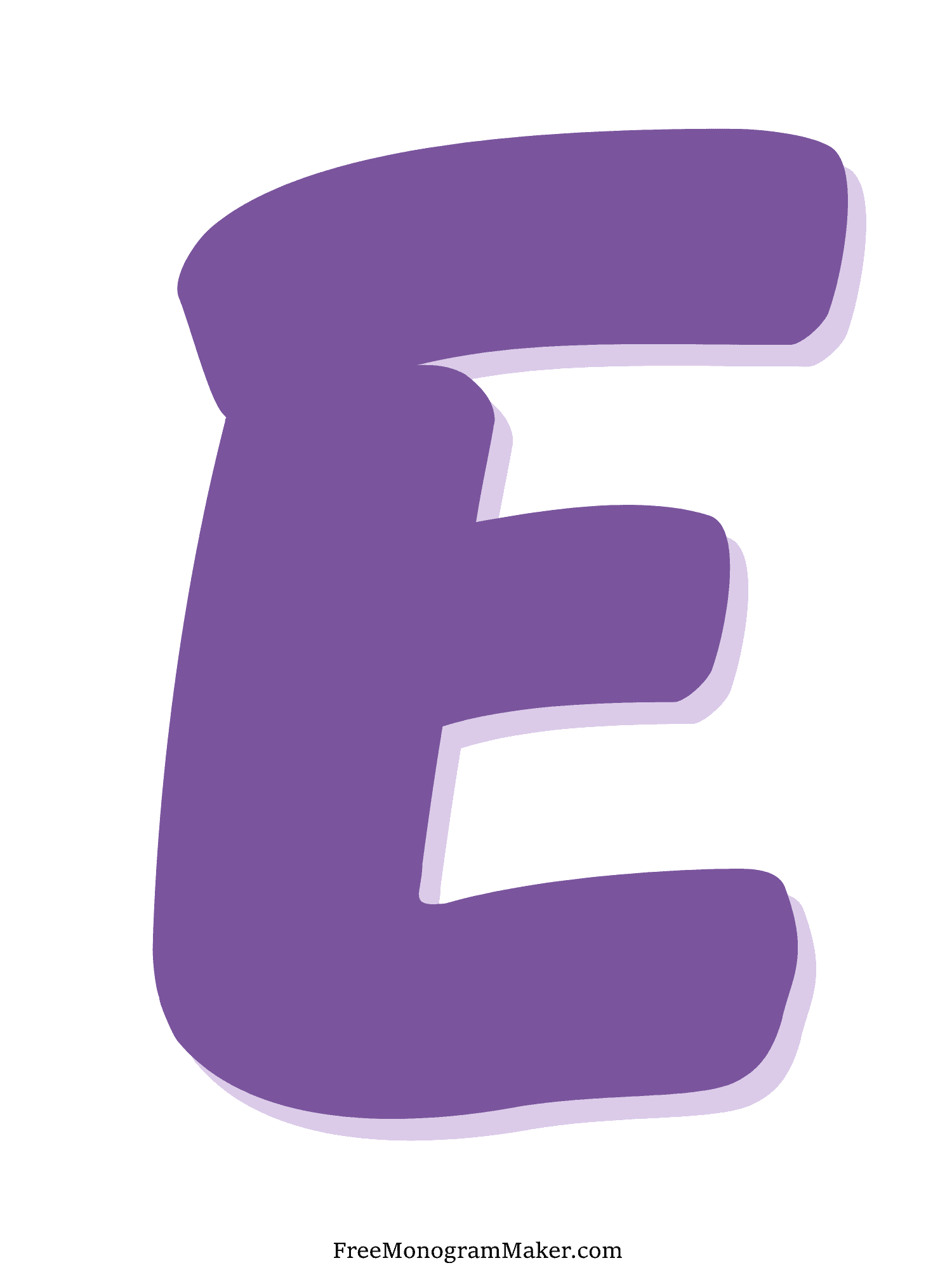 Bubble Letter - E - Purple