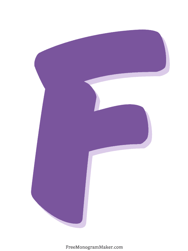 Bubble Letter - F - Purple