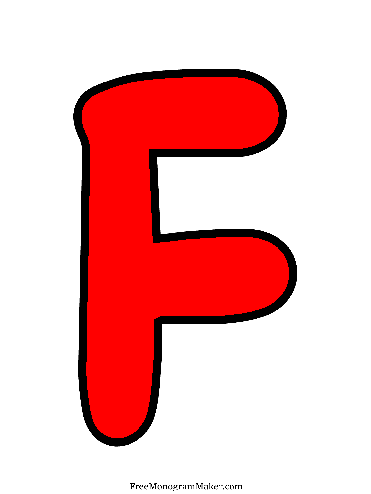 Bubble Letter - F - Red