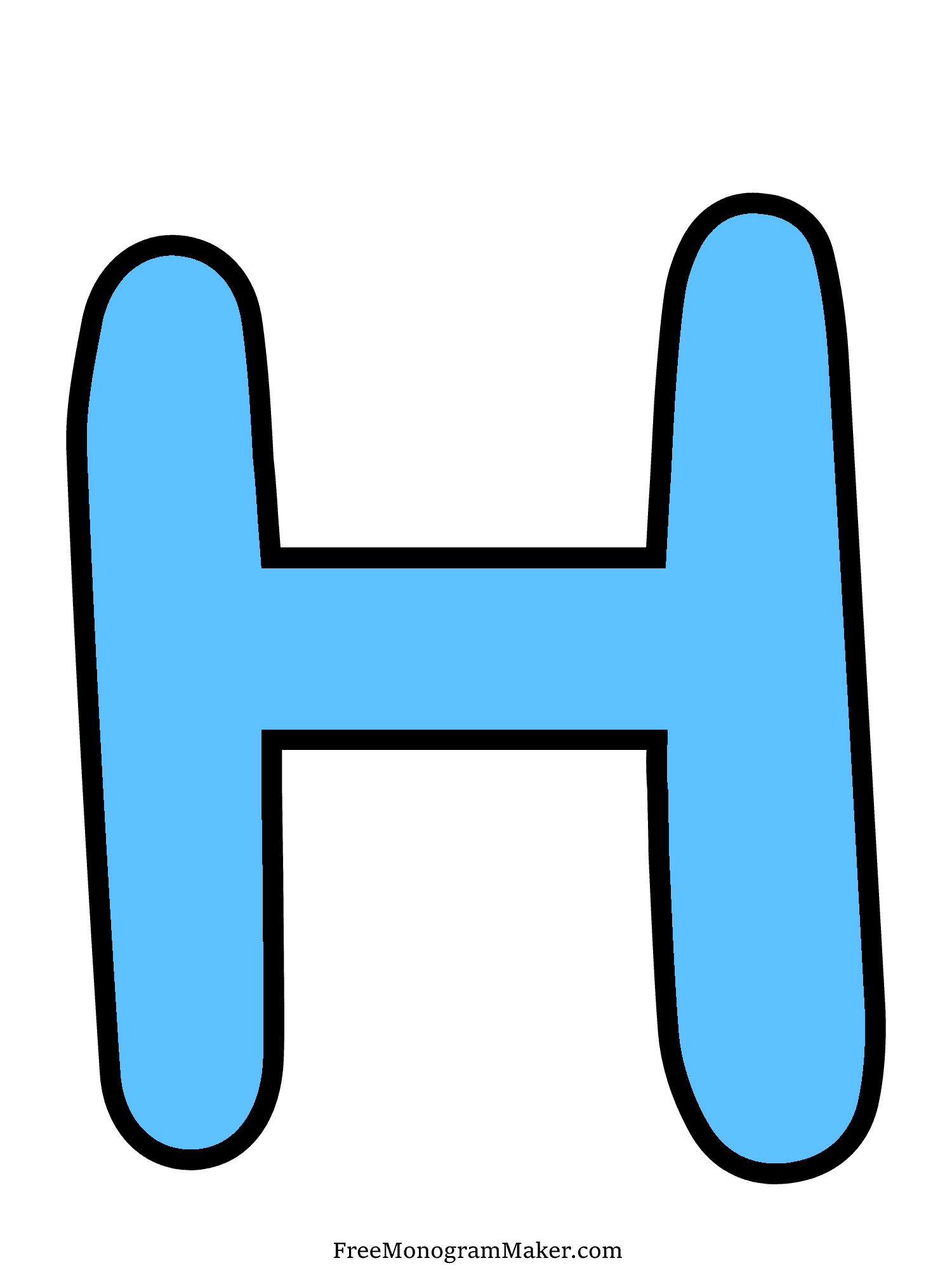 Bubble Letter - H - Blue