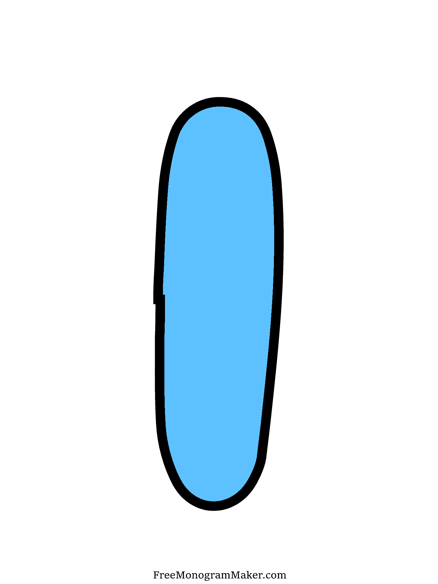 Bubble Letter - I - Blue