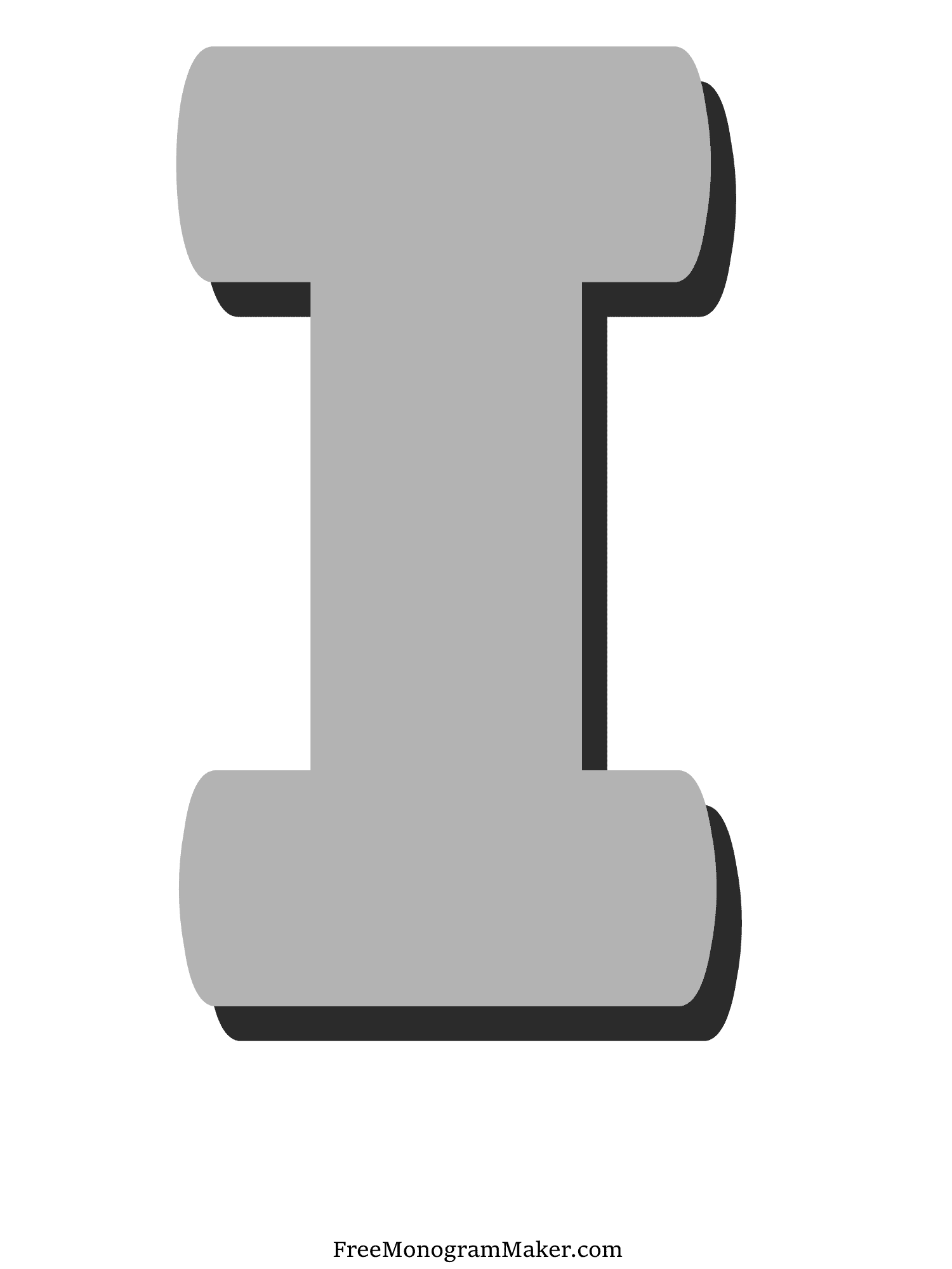 Bubble Letter - I - Gray Shadow