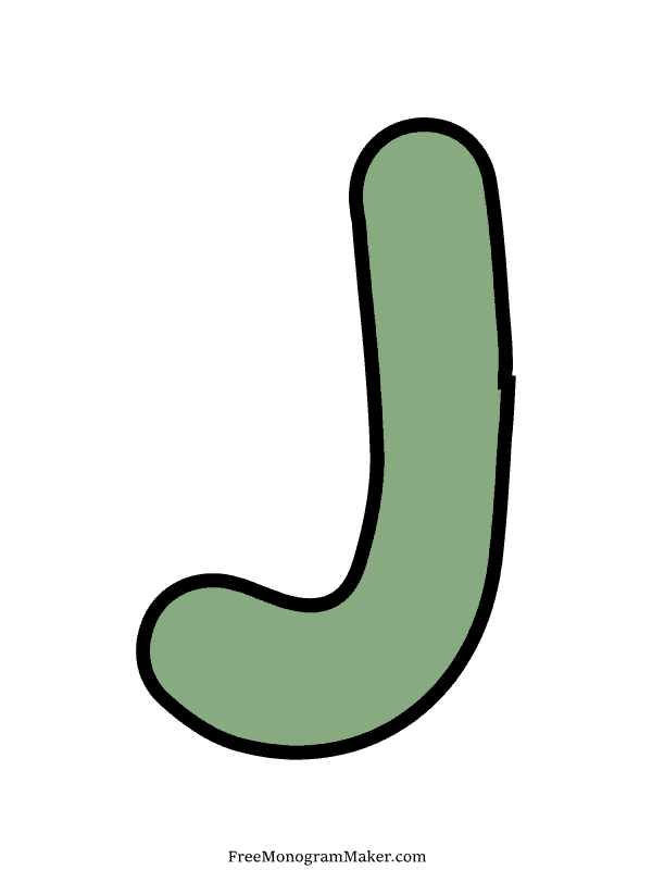 Bubble Letter - J - Green